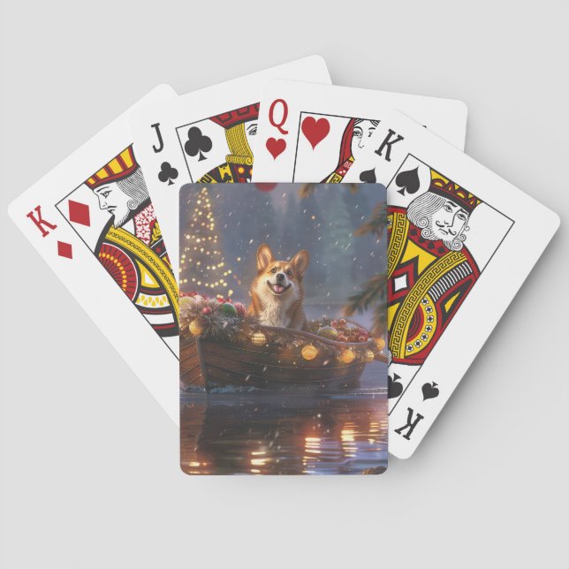 Corgi Christmas Festive Voyage Playing Cards (Back)