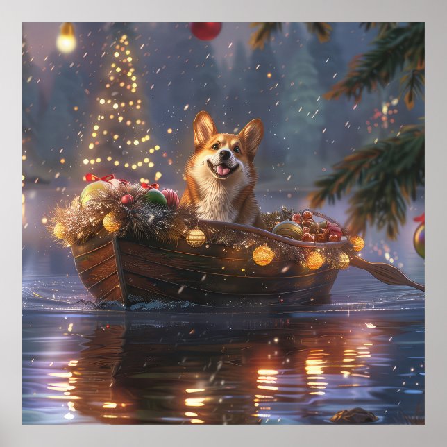 Corgi Christmas Festive Voyage Poster (Front)