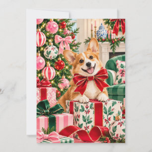 Corgi Christmas Gift Flat Card