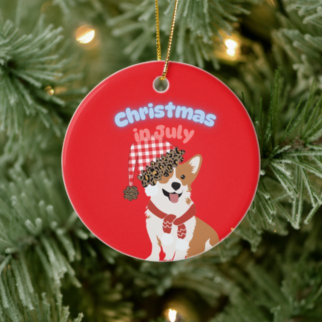 Corgi Christmas in July Ornament (Tree)