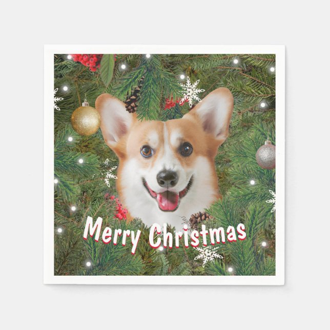 Corgi Christmas Napkin (Front)