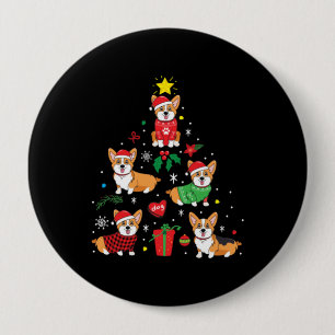 Corgi Christmas Ornament Tree 10 Cm Round Badge