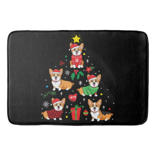 Corgi Christmas Ornament Tree Bath Mat