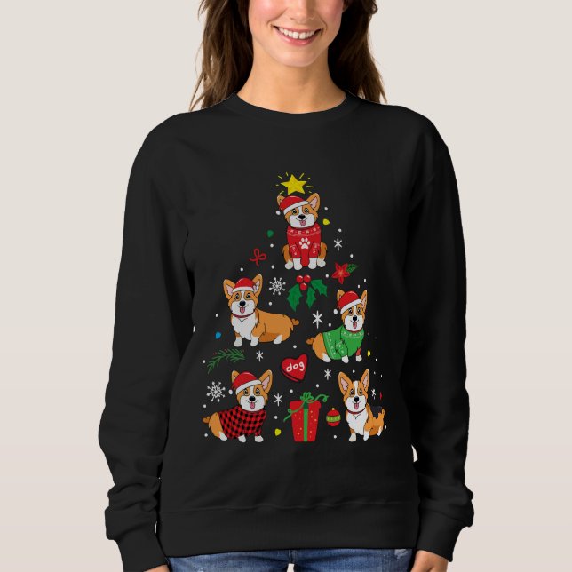 Corgi Christmas Ornament Tree Sweatshirt (Front)
