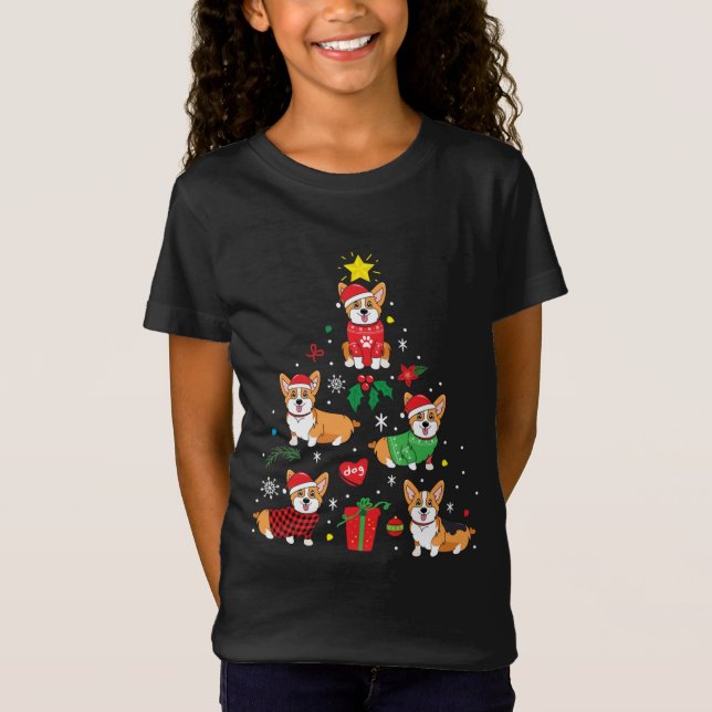 Corgi Christmas Ornament Tree T-Shirt (Front)