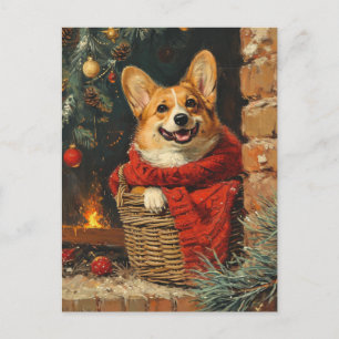 Corgi christmas postcard