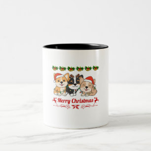 Corgi Christmas Pyjamas Dogs Two-Tone Coffee Mug