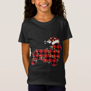 Corgi Christmas Red Plaid Buffalo Pyjamas Xmas Dog T-Shirt