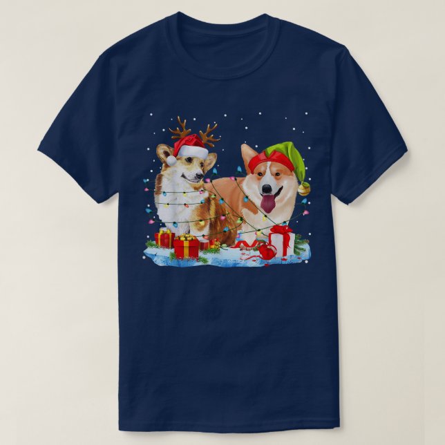 Corgi Christmas Reindeer Dog Lover mas holiday  T-Shirt (Design Front)