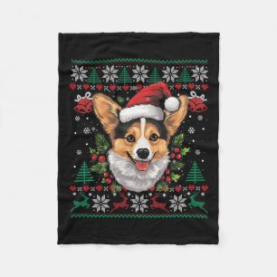 Corgi Christmas Santa Ugly Sweater Dog Lover Xmas Fleece Blanket