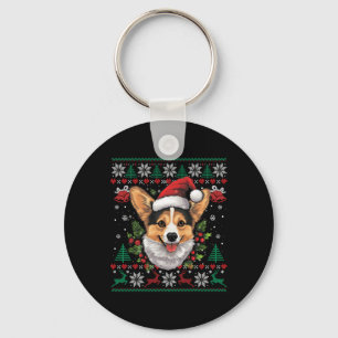Corgi Christmas Santa Ugly Sweater Dog Lover Xmas Key Ring