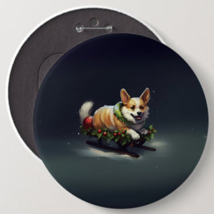 Corgi Christmas snow winter 6 Cm Round Badge