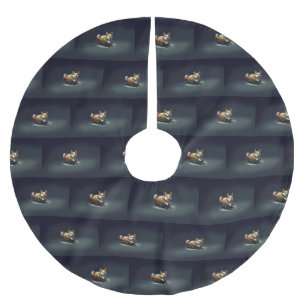 Corgi Christmas snow winter Brushed Polyester Tree Skirt