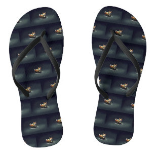 Corgi Christmas snow winter Flip Flops