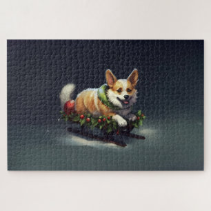 Corgi Christmas snow winter Jigsaw Puzzle
