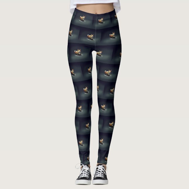 Corgi Christmas snow winter Leggings (Front)