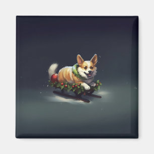 Corgi Christmas snow winter Magnet