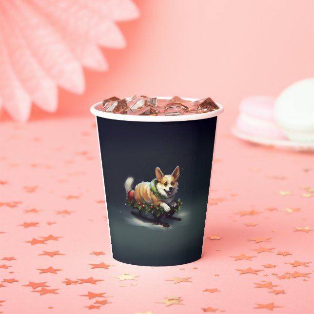 Corgi Christmas snow winter Paper Cups (Insitu)