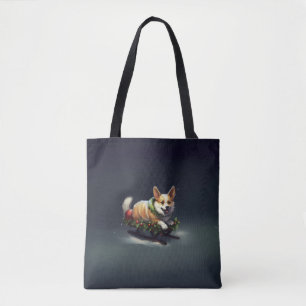 Corgi Christmas snow winter Tote Bag