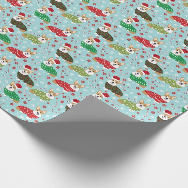 Corgi Christmas Sweater Gift Wrap (Corner)