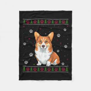 Corgi Christmas Sweater Xmas Pet Animal Dog Lover  Fleece Blanket