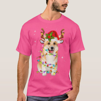 Corgi Christmas Tee Reindeer Christmas Lights Paja