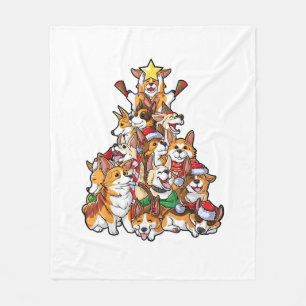 Corgi Christmas Tree Dog Santa Merry Corgmas Xmas Fleece Blanket