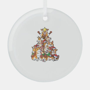 Corgi Christmas Tree Dog Santa Merry Corgmas Xmas  Glass Tree Decoration