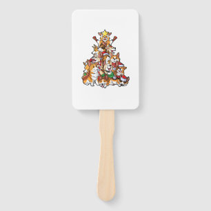 Corgi Christmas Tree Dog Santa Merry Corgmas Xmas  Hand Fan