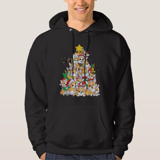 Corgi Christmas Tree Dog Santa Merry Corgmas Xmas Hoodie (Front)