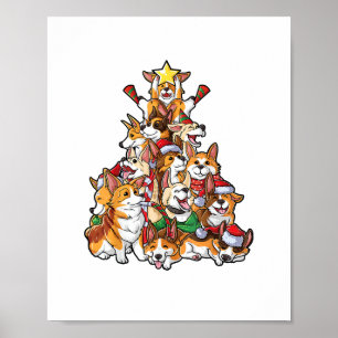 Corgi Christmas Tree Dog Santa Merry Corgmas Xmas Poster