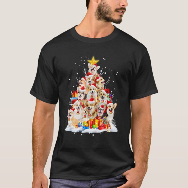 Corgi Christmas Tree Dog Santa Merry Corgmas Xmas  T-Shirt (Front)