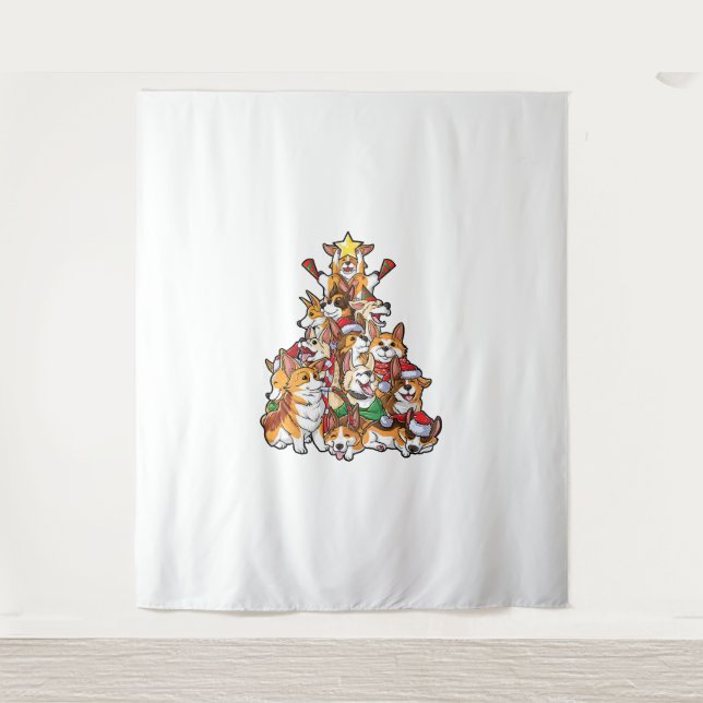 Corgi Christmas Tree Dog Santa Merry Corgmas Xmas  Tapestry (Front)