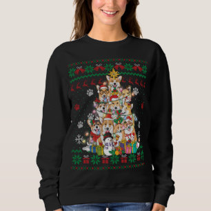 Corgi Christmas Tree Fairy Lights Santa Dog Lover Sweatshirt