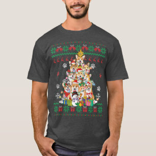 Corgi Christmas Tree Fairy Lights Santa Dog Lover T-Shirt