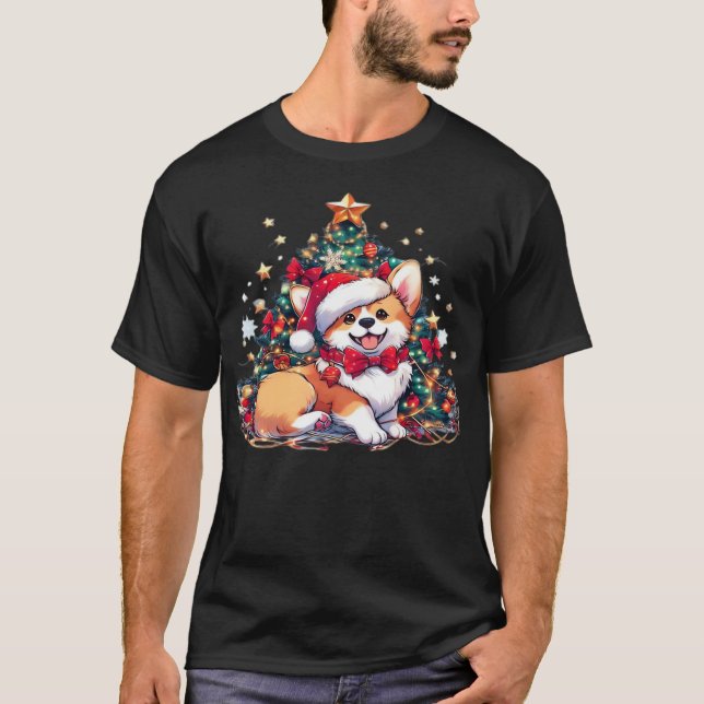 Corgi Christmas Tree Oversized T-Shirt (Front)