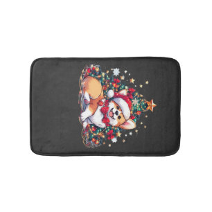 Corgi Christmas Tree Oversized T-Shirt Bath Mat