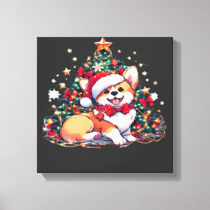 Corgi Christmas Tree Oversized T-Shirt Canvas Print
