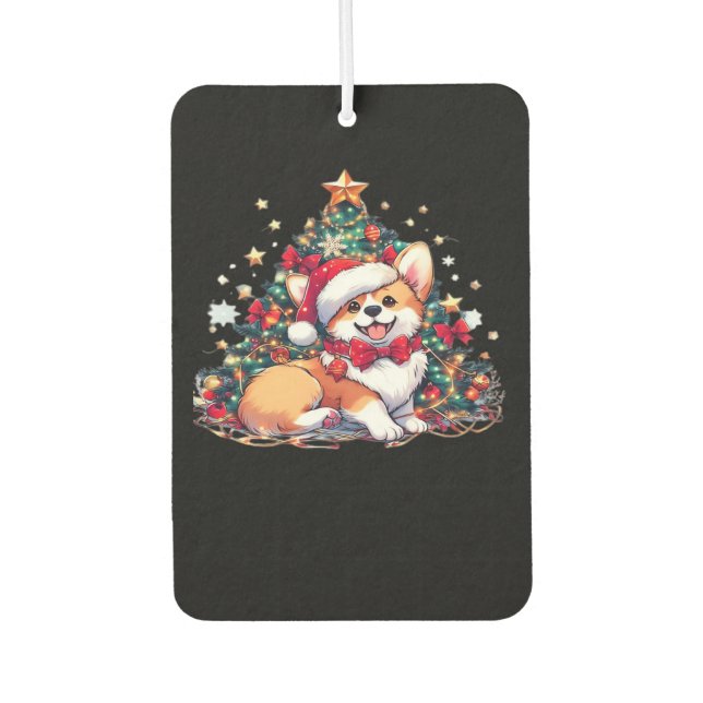 Corgi Christmas Tree Oversized T-Shirt Car Air Freshener (Front)