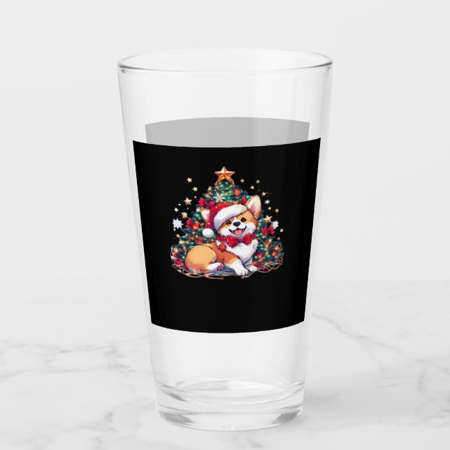 Corgi Christmas Tree Oversized T-Shirt Glass (Front)
