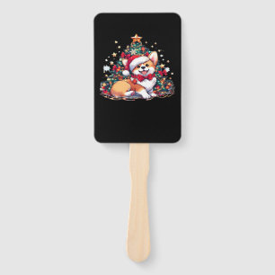 Corgi Christmas Tree Oversized T-Shirt Hand Fan