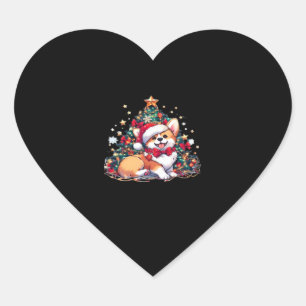 Corgi Christmas Tree Oversized T-Shirt Heart Sticker