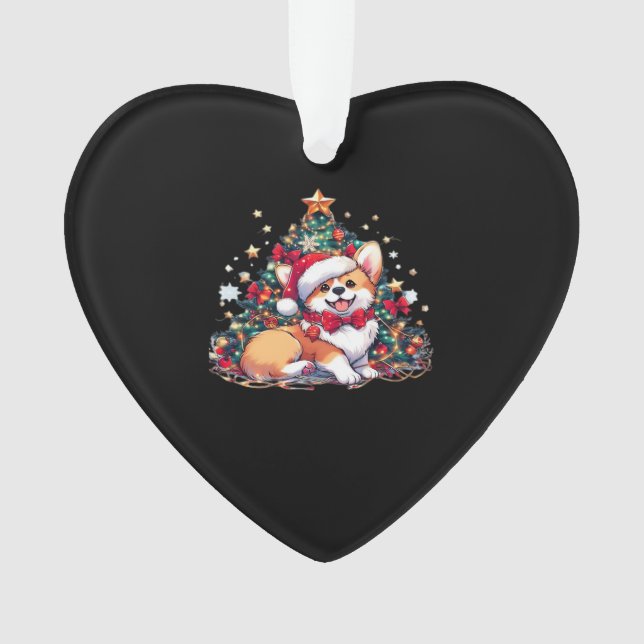 Corgi Christmas Tree Oversized T-Shirt Ornament (Front)