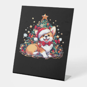Corgi Christmas Tree Oversized T-Shirt Pedestal Sign