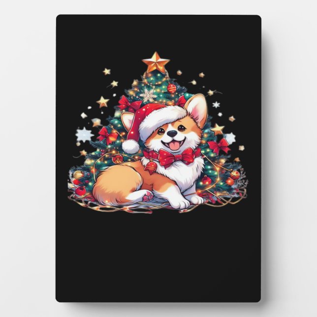Corgi Christmas Tree Oversized T-Shirt Plaque (Front)