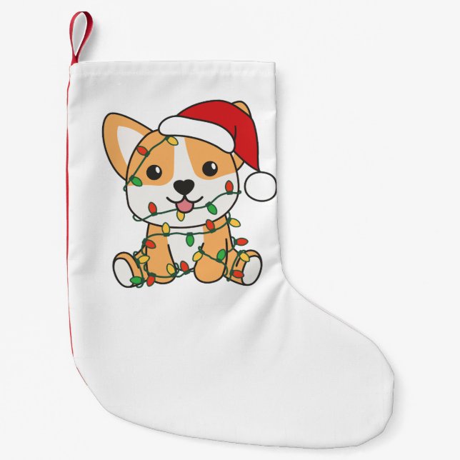 Corgi Christmas Winter Animals Dog Small Christmas Stocking (Front)