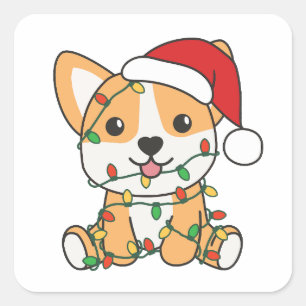 Corgi Christmas Winter Animals Dog Square Sticker