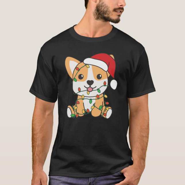 Corgi Christmas Winter Animals Dog T-Shirt (Front)