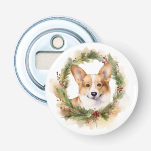 Corgi Christmas Wreath Festive Pup Bottle Opener