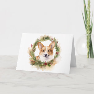 Corgi Christmas Wreath Festive Pup Card